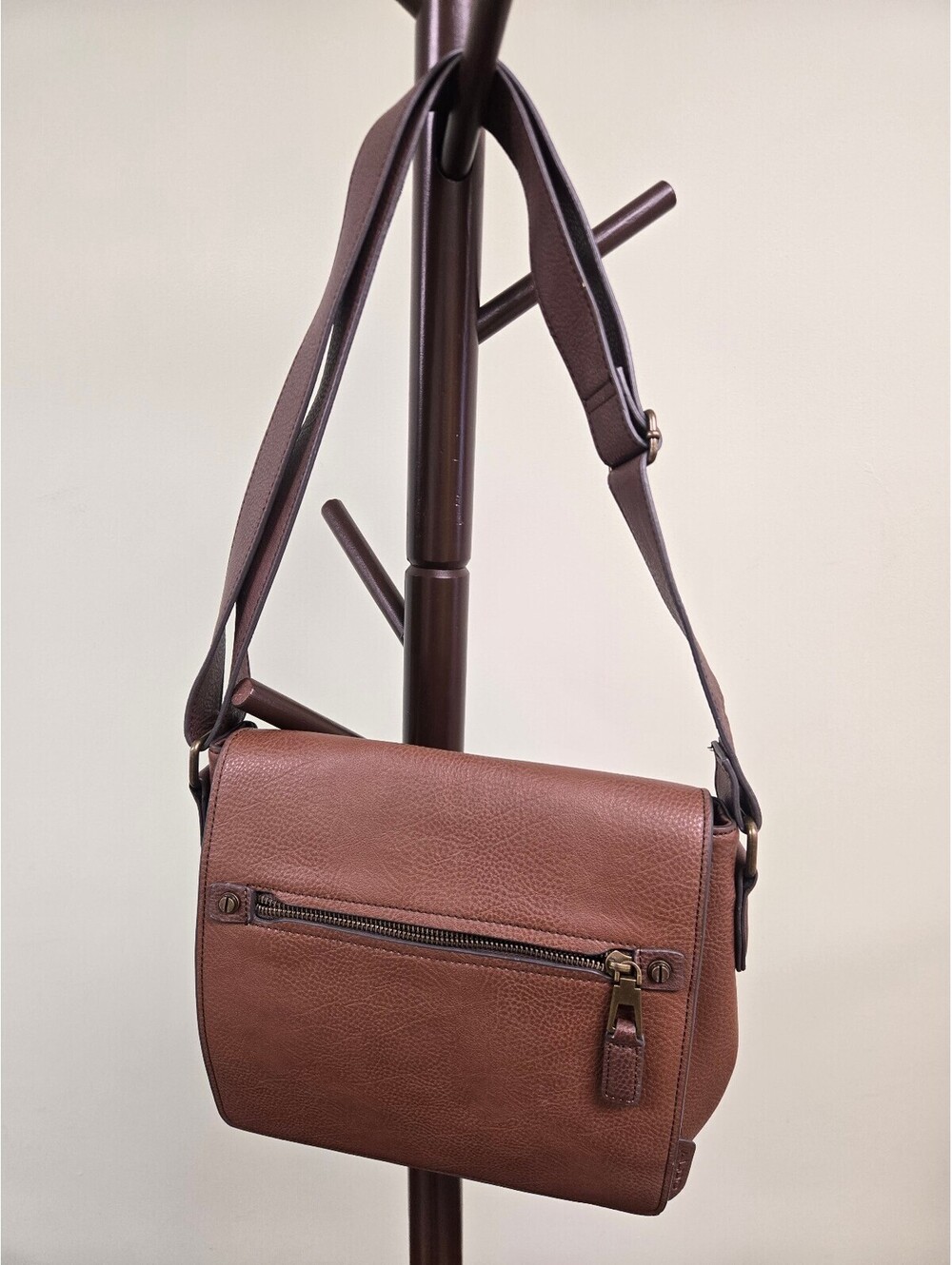 ALDO brown pebbled crossbody flap bag